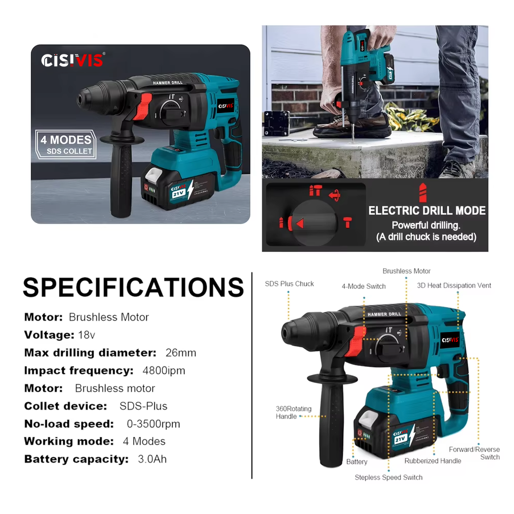 21V Brushless Electric Hammer